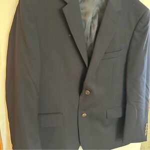 Joseph & Feiss Gold Mens 42S Blazer Sport Jacket Navy Blue Two Button 100% Wool